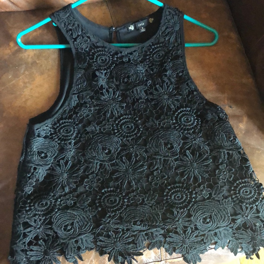 Black Crocheted tank top
